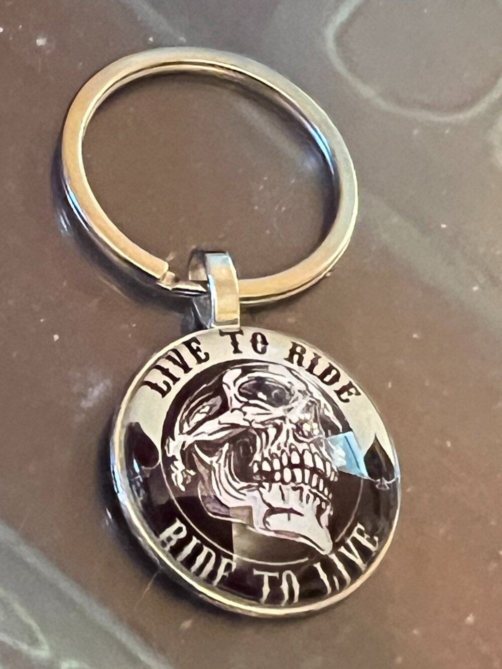 Silverplate Live to Ride - Ride to Live Skull Motorcycle Keychain (262)